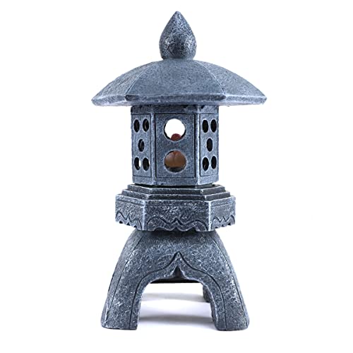Mibung MIB0074 Pagoda Lantern Garden Statue With Solar Lotus Lights, Large Resin Japanese Temple Pagoda Lamp Asian Zen Outdoor Yard Decor thumb #3