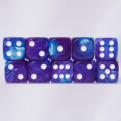 10 PC D6 dice 16mm Acrylic Dice Set for RPG MTG DND Dice Table Games and Board Games (Purple + Blue)