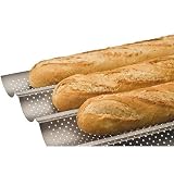 IBILI Non-Stick French Baguette Pan, Bread Baking Pan Carbon Steel Perforated Mold for Baking 4 Loav