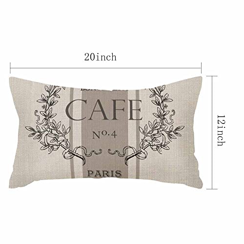 Ibiliu Throw Pillow Covers Modern Vintage French Cafe Cushion Pillow Case Home Decor Pillowcase 12X20 Inches #TOP4