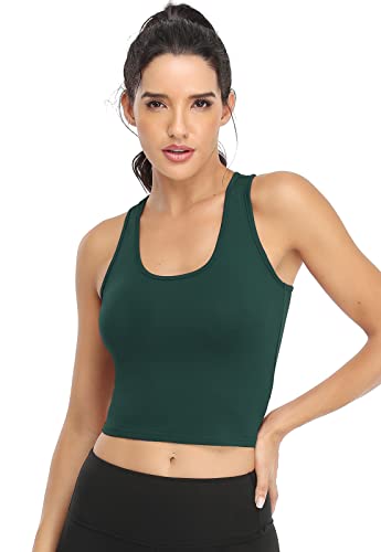Image of Joviren Crop Tank Tops for Women Workout Cropped Athletic Shirts | 4 Pack Cotton Racerback Yoga Tops