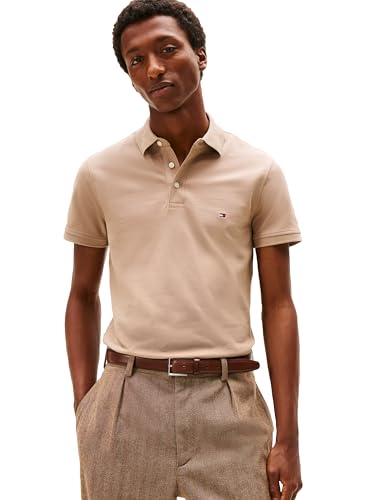Image of Tommy Hilfiger Men's Short Sleeve Polo Shirts in Slim Fit with Stretch and Organic Pique Cotton