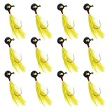 12 Piece Crappie jig Head Fishing Lure Hook with Feather Fly Fishing Panfish Sunfish Hair Jig Bait 1