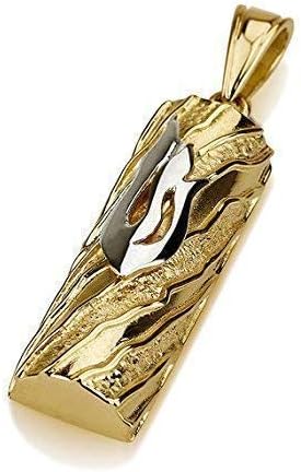 Jewelry, Jewish Jewelry Pendant, Textured Mezuzah Necklace Pendant Half-Cylinder, 14k Gold, Elegantly Gift Packaged, Size 0.94 x 0.31 Inch