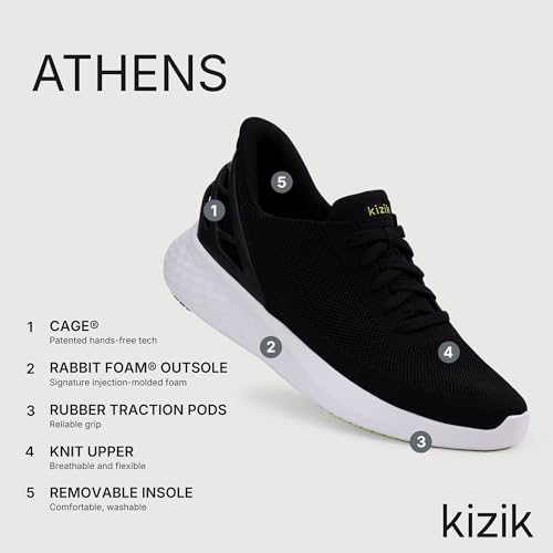 Image of Kizik Slip On Sneakers: Athens - Comfortable All-Day Wear, Hands Free Convenience, Breathable Knit Top, Mens & Womens Walking Shoes with Arch Support