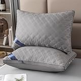 Soft & Resilient Down-Alternative Pillows, Soft Fluffy Support Bed Pillows for Sleeping, Machine Washable, Hotel Style, for Side Back Stomach Sleepers (A(1 Pair))