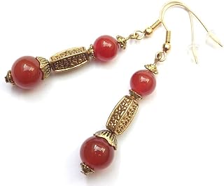 Thurcolas golden metal earrings in Carnelian of the Medicis range