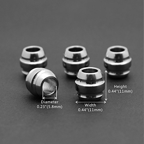 Ti-Edc 5Pcs Titanium 11Mm Knife/Zipper Pull Jewelry Paracord/Lanyard Beads (Titanium) #TOP2