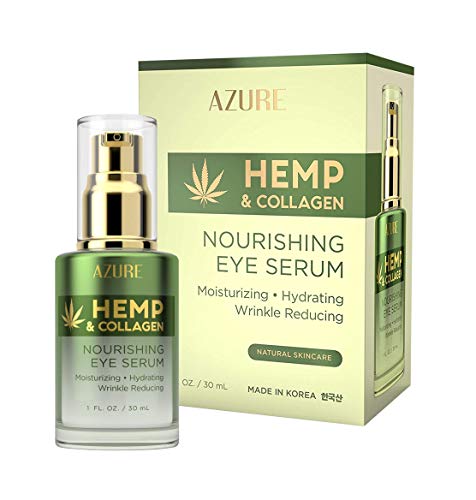 Azure Hemp & Collagen Nourishing Eye Serum - Moisturizing, Firming & Toning | Reduces Wrinkles, Fine Lines & Under Eye Bags | Restores Tired, Dehydrated Skin | Made In Korea - 30Ml / 1 Fl.oz. #TOP25