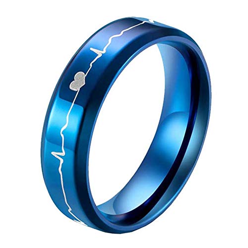 PAURO Stainless Steel EKG Heartbeat Spinner Ring Band for Men and Women