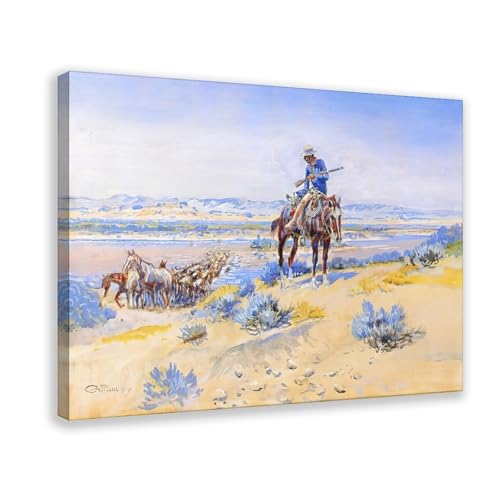 Affiches sur toile chevaux Charles M Russell décoration murale cadre suspendu 61x91cm