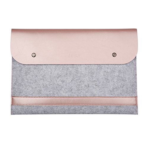 Eleoption Housse de protection ultra fine en feutre et cuir synthétique pour ordinateur portable MacBook Air/Pro/Pro Retina 12 Inch rose gold