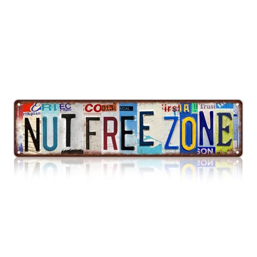 Vintage Nut Free Zone Wall Decor Street Signs Metal Tin Signs 16 x 4 Inches