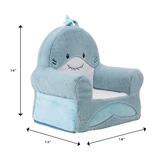 Soft Landing Sweet Seats, Premium And Comfy Toddler Lounge Chair With Carrying Handle & Side Pockets – Shark, Light Grey #TOP2