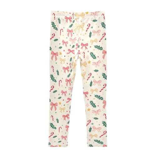Girls' Athletic Leggings Ankle Length Yoga Dance Pants Kids Teen 4T Christmas Leave Bows Star2