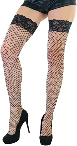 Image of ToBeInStyle Women's Vibrant Large Net Fishnet Thigh High Elastic Nylon Novelty Stockings