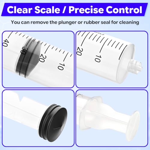 Image of 60ml Luer Lock Syringe with 39 Inch Plastic Tube and Luer Connections | 2 Pcs 39 inch Long Tubing and Luer Connections Tips for Measuring or Refilling Liquid, Ink, Oil, Feeding Pets, Watering Plant
