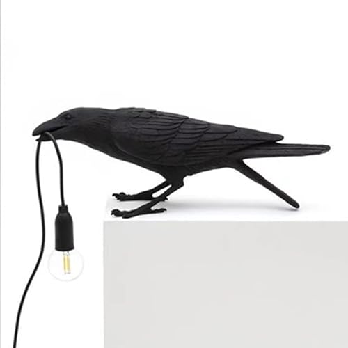 Scomx Raven Table Lamp - Crow Desk Lamp - Vintage Resin Bird Lamp - Birds Table Light For Bedside Bedroom Living Room Decor Black (Bulb Included) (Black) #TOP4