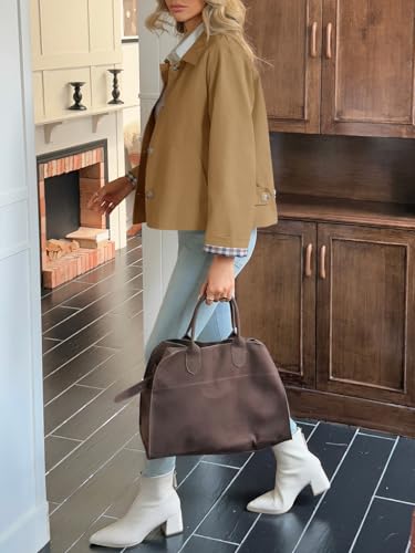 Image of Tankaneo Womens Cropped Trench Coat Lightweight Single Breasted Jacket Fall Windbreaker Fashion Outerwear