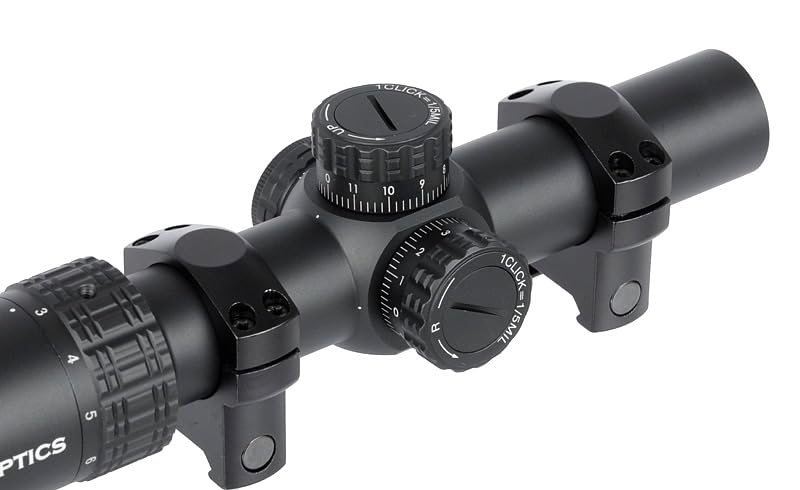 Vict Optics OPSL22 S6 Visor Óptico, 1-6x24, Tubo 30mm, Retícula Vi-CTSIX Iluminada, Negro. Exclusivo para Airsoft. Anillas para Rail Picatinny 20 mm