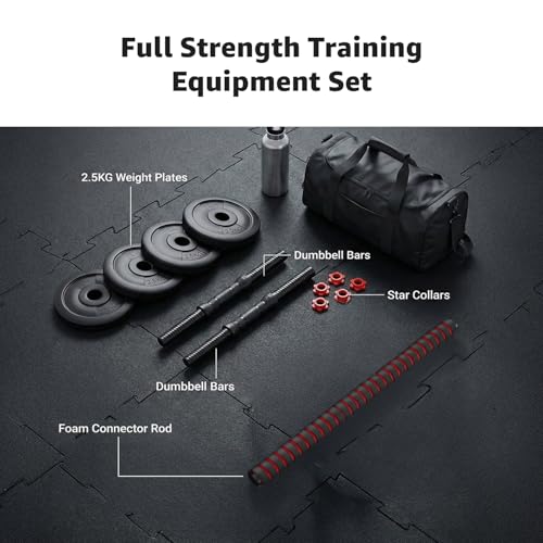 Image of Amazon Brand - Symactive PVC 3-in-1 Convertible Dumbbells Set