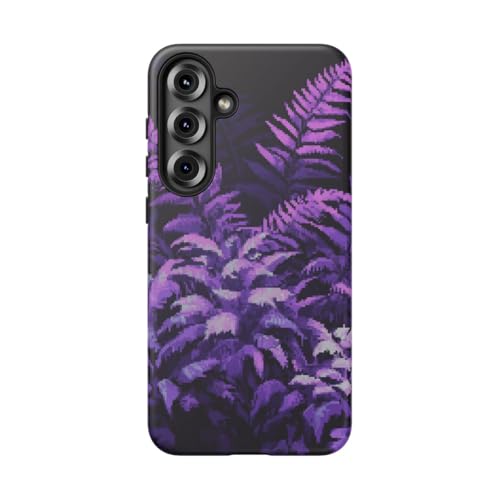 Coque Pixel Art Purple Ferns Samsung S25 Plus rigide anti-trace