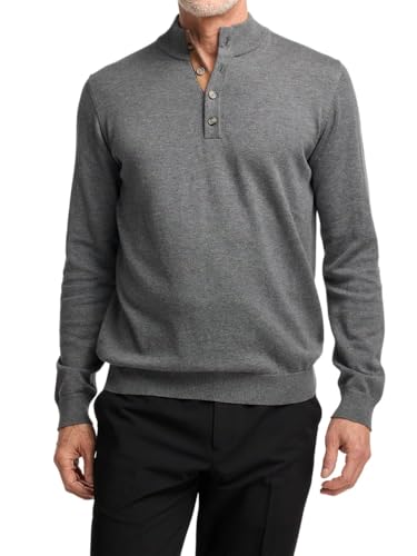Paul Fredrick Men's Supima Cotton Four Button Mock Neck Sweater2