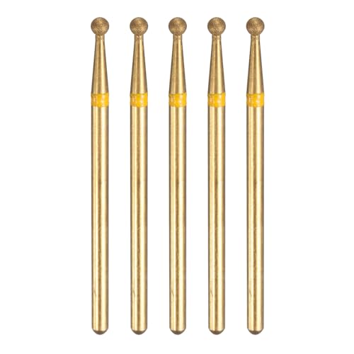 sourcing map 5 brocas de diamante de grano 325-400 de 2,5 mm, cabeza de bola de 2,35 mm, vástago de 2,5 mm de longitud, brocas de lijado de piedra chapada en titanio, herramienta giratoria para pulir