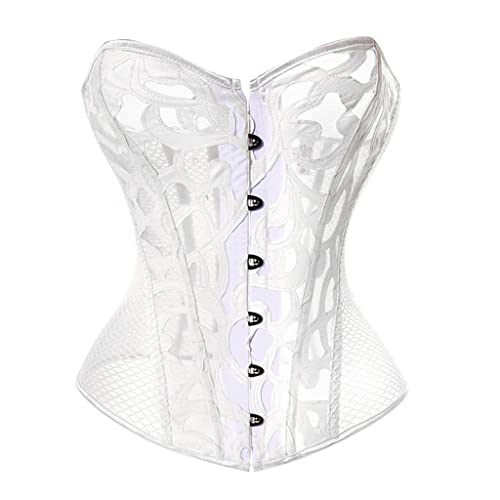 Corset noir creux en mesh imprimé pour femmes style européen chic