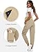 FABRACK Women's Maternity Cargo Pants Over The Belly Scrub Joggers Comfy Casual Pants with 4 Pockets(Khaki, Large)