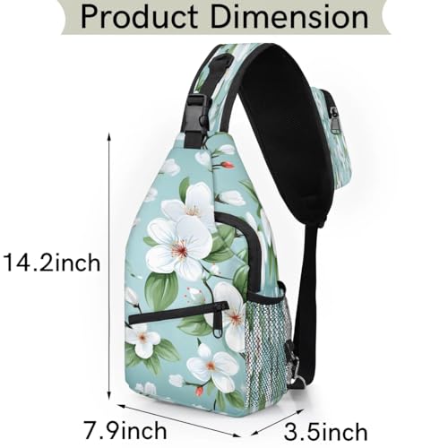 Bolso tipo sling unisex con flores para viaje y senderismo miniatura 2
