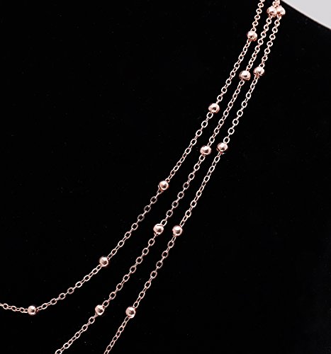 Moloch Layer Choker Long Chain Tassel Pendant Necklace For Women Girls Handmade Bead Station Y Necklace Charm Chain Jewelry Necklace (Rose Gold) #TOP3