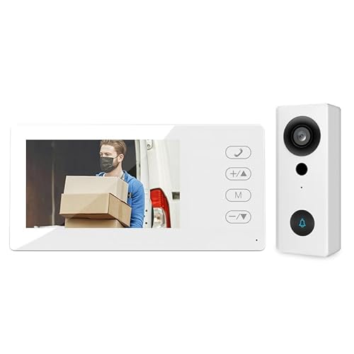 Timbre de Video inalámbrico, Videoportero Inalambrico Exterior Impermeable IP55 480P con Pantalla TFT de 4.3 Pulgadas Audio bidireccional Visión Nocturna Compatible con Tuya Smart App, 2.4 GHz
