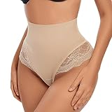 SURE YOU LIKE Bauchweg Unterhose Damen Mittle Taille Mieder String Shapewear Tanga Seamless Figurformende Shaping Unterwäsche, Beige, M