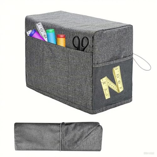 Foldable Sewing Machine Dust Cover with Storage Pockets, Universal Sewing Machine Protective Cover Compatible with Most Standard Sewing Machines (Grey) - Thumbnail 6