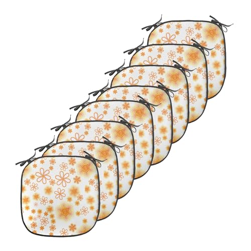 Ambesonne Floral Chair Seating Cushion Set of 8, Doodle Composition