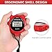 Vicloon Digital Sport Timer, Large Display Stopwatch with Single Lap Split, 12/24 Hour Clock Alarm Date for Coaches & Kids (Red)
