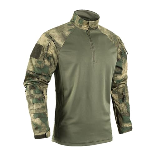 Tactical Shirt for Men Camo Quarter Zip Long Sleeve Shirt Lightweight Breathable Combat Military Shirts Long Sleeve Tactical Shirts for Men Loose Fit Army Polo Work Pullover with Pockets Camouflage