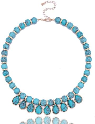 Sheplus Womens Birthday Gifts - Genuine Turquoise Beaded Statemen...