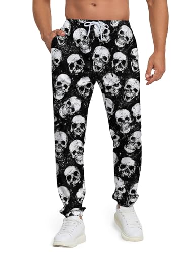 PIANHAUE Pantalon jogging homme avec poches squelette blanc/noir 3XL