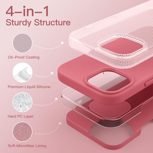 JETech Silicone Case for iPhone 15 6.1-Inch, Silky-Soft Touch Full-Body Protective Phone Case, Shockproof Cover (Guava) by JETech - Image 3