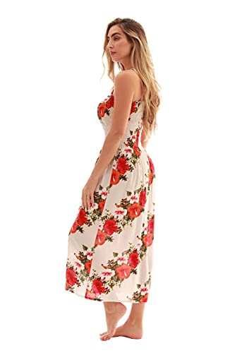 Image of Just Love Floral Print Tube Sundress Swimwear Cover Up Summer Dress for Women
