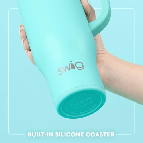 Swig Life 30oz Mega Mug, 30oz Tumbler with Handle and Straw, Large Insulated Tumblers, Cup Holder Friendly Travel Mug, Stainless Steel 30 oz Tumbler, Reusable Insulated Water Bottle (Hydrangeas) — view 4