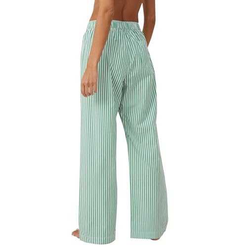 Women's Striped Pants Y2k Wide Leg Pants High Waisted Lounge Pants Loose Fit Trousers Pants Fashion Beach Pants4