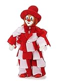 Arme und Beine beweglich unbekannt Kölner Lappenclown rot weiß 32 cm Clownfigur Karneval Stoffclown Karnevalsdeko