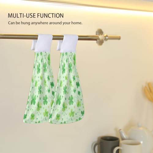 Toallas de mano absorbentes Mexpekil con diseño de trébol verde para secado rápido 5