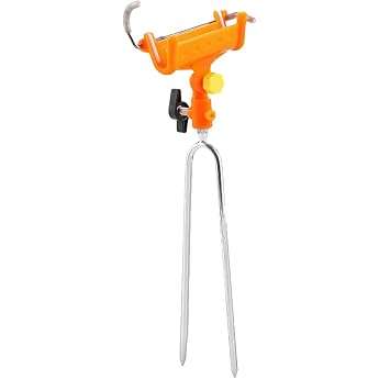 Fishing Rod Holder for Shore Fishing Self-Locking Tower Holder for Fishing Rods Universal Stainless Steel Self-Locking Fishing Rod Holder 360 Degree Adjustable