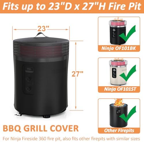 Fire Pit Cover for Ninja Fireside360 Heater & Fire Pit, Waterproof Firepit Accessories Cover with Handle & Drawstring for Ninja Outdoor Heater, 600D Outdoor Fireside 360 Firepit Cover - 1