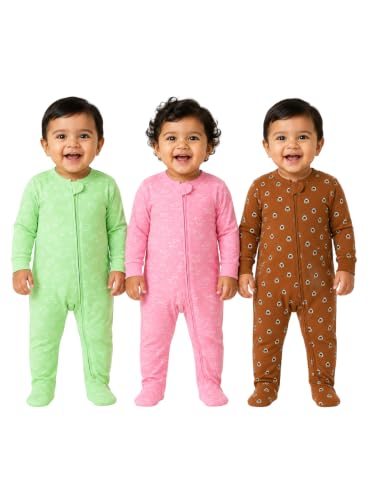Image of The Mom Store Baby Zipper Romper for Boys and Girls Combos | Cotton | Soft and Comfortable Infant Bodysuit | Trendy Stylish Sleepsuit Nightsuit for Newborn Baby | Printed | Unisex Sleep Wear