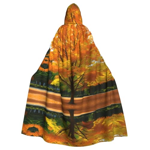 Cape à capuche imprimé feuilles d'automne pour adulte homme et femme
